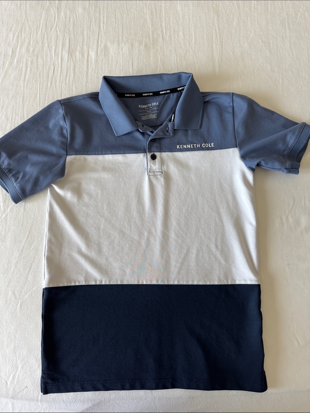 Kenneth Cole Boys' Blue, White & Navy Colorblock Polo Shirt